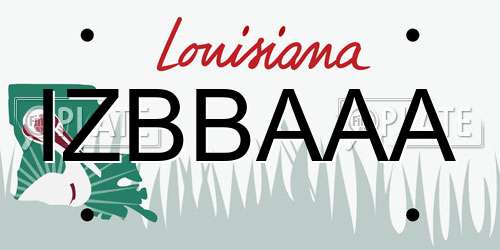 IZBBAAA Louisiana License Plate