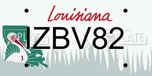 IZBV82 Louisiana License Plate