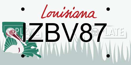 IZBV87 Louisiana License Plate