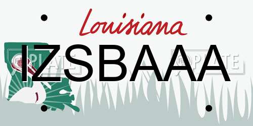 IZSBAAA Louisiana License Plate