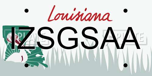 IZSGSAA Louisiana License Plate