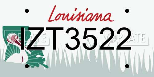 IZT3522 Louisiana License Plate