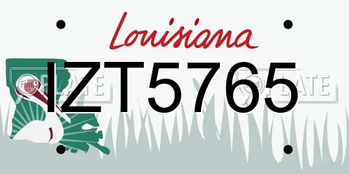IZT5765 Louisiana License Plate