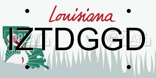 IZTDGGD Louisiana License Plate