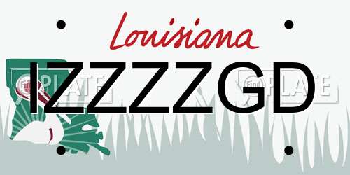 IZZZZGD Louisiana License Plate