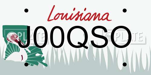 J00QSO Louisiana License Plate