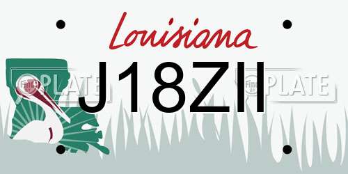 J18ZII Louisiana License Plate