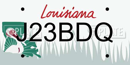 J23BDQ Louisiana License Plate
