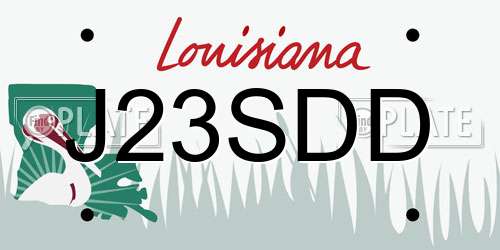 J23SDD Louisiana License Plate