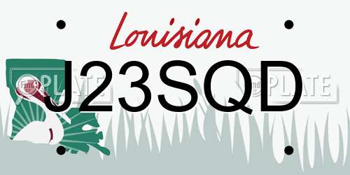 J23SQD Louisiana License Plate
