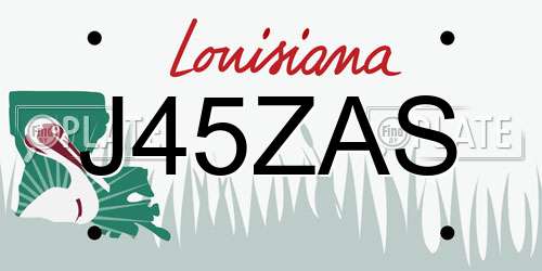 J45ZAS Louisiana License Plate