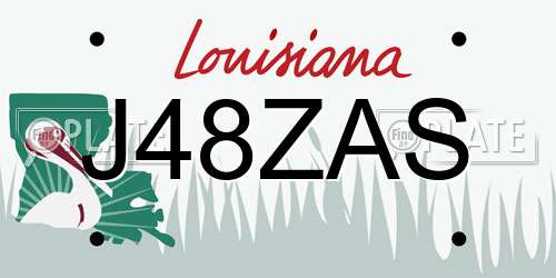 J48ZAS Louisiana License Plate