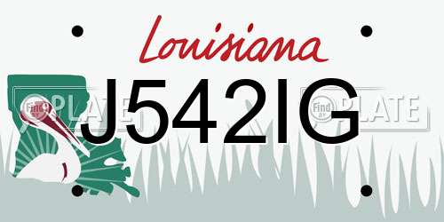 J542IG Louisiana License Plate