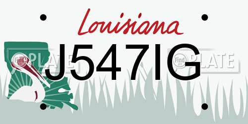 J547IG Louisiana License Plate