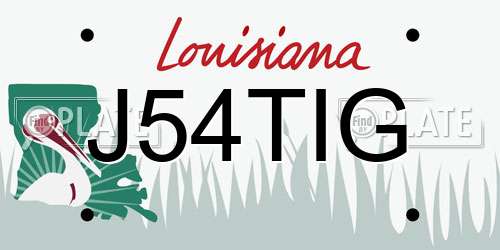 J54TIG Louisiana License Plate