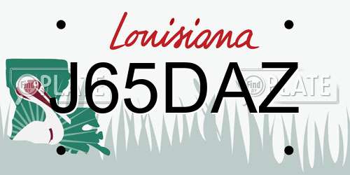 J65DAZ Louisiana License Plate