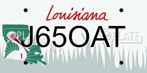 J65OAT Louisiana License Plate