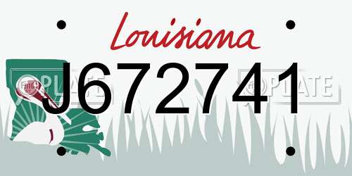 J672741 Louisiana License Plate