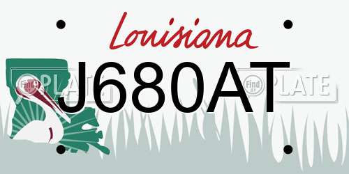 J680AT Louisiana License Plate