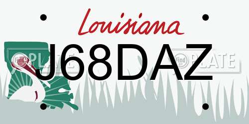 J68DAZ Louisiana License Plate