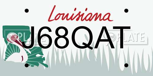 J68QAT Louisiana License Plate