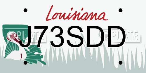 J73SDD Louisiana License Plate