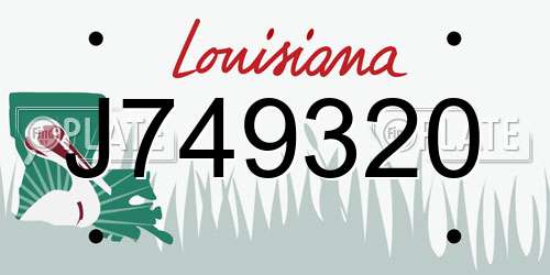 J749320 Louisiana License Plate