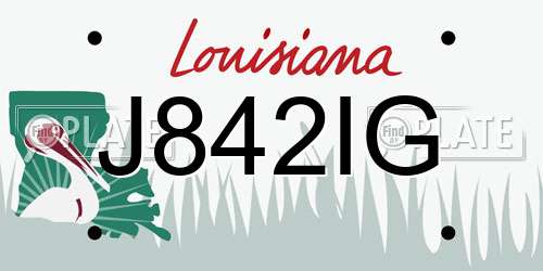 J842IG Louisiana License Plate