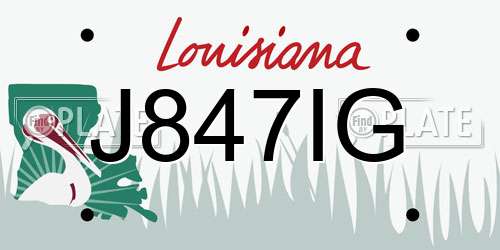 J847IG Louisiana License Plate