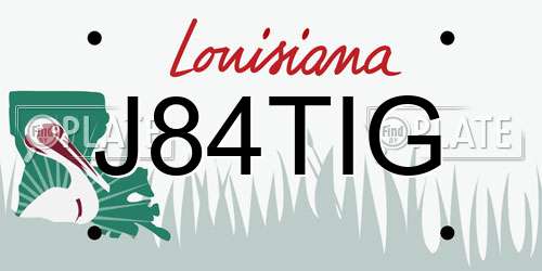 J84TIG Louisiana License Plate