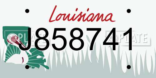 J858741 Louisiana License Plate