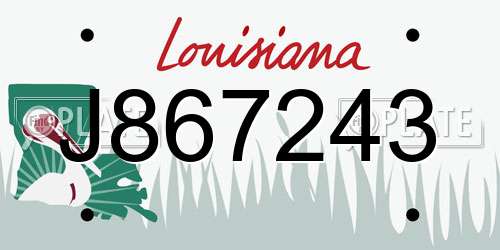 J867243 Louisiana License Plate