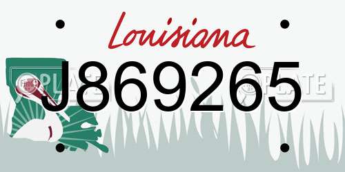 J869265 Louisiana License Plate