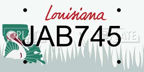 JAB745 Louisiana License Plate