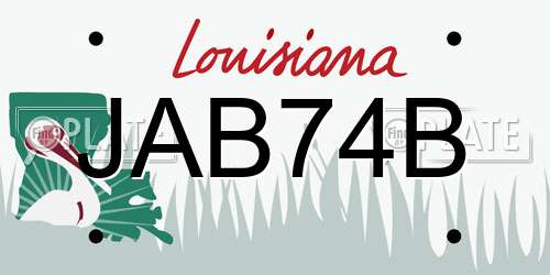 JAB74B Louisiana License Plate