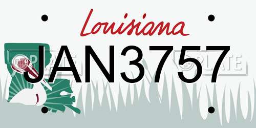 JAN3757 Louisiana License Plate