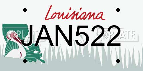 JAN522 Louisiana License Plate