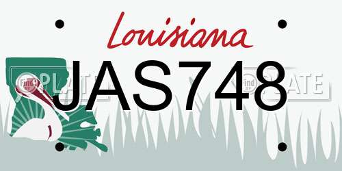 JAS748 Louisiana License Plate