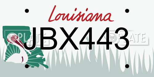 JBX443 Louisiana License Plate