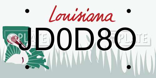 JD0D8O Louisiana License Plate
