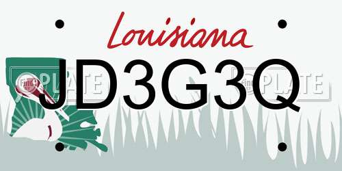 JD3G3Q Louisiana License Plate