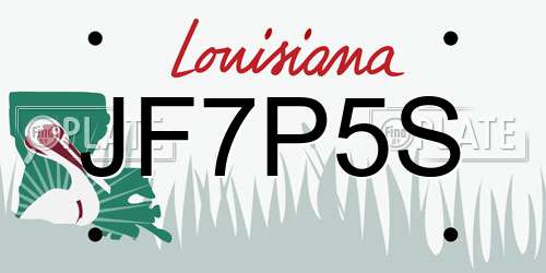 JF7P5S Louisiana License Plate