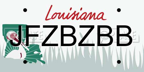 JFZBZBB Louisiana License Plate
