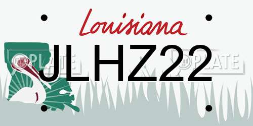 JLHZ22 Louisiana License Plate