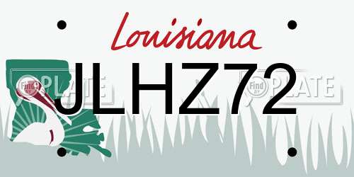 JLHZ72 Louisiana License Plate