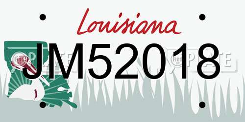 JM52018 Louisiana License Plate