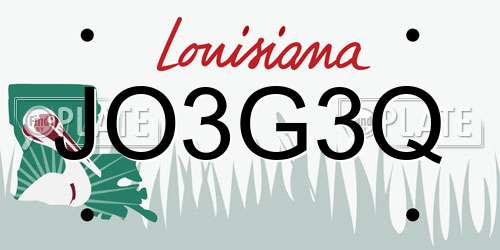 JO3G3Q Louisiana License Plate