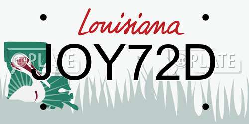 JOY72D Louisiana License Plate