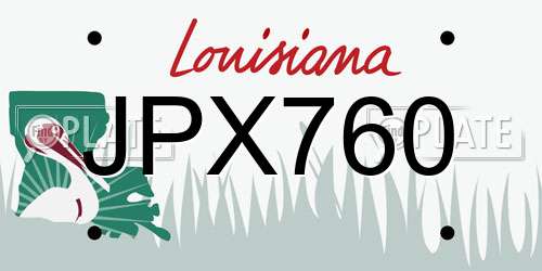JPX760 Louisiana License Plate