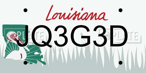 JQ3G3D Louisiana License Plate